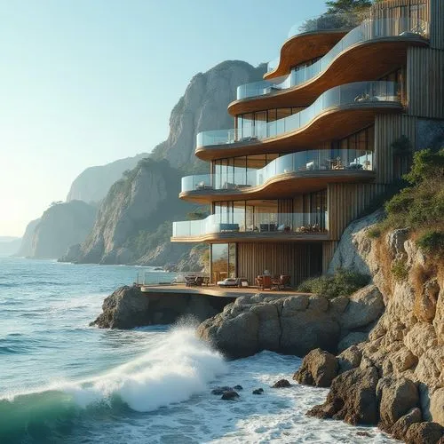 fresnaye,oceanfront,calpe,beachfront,amanresorts,cliffside,cliffs ocean,clifftop,coastal protection,seaside resort,dunes house,seaside view,shorefront,riviera,beach house,luxury property,cliff coast,house by the water,coastline,cliff top,Photography,General,Realistic