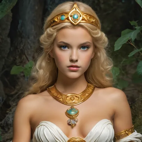 replace with background,bridal jewelry,aphrodite,diadem,priestess,celtic woman,gold jewelry,fantasy woman,the enchantress,cybele,celtic queen,fantasy portrait,cleopatra,jewelry,fantasy art,necklace wi