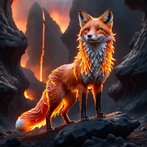 a red fox standing on rocks with a rocky landscape behind it,fox,the red fox,garrison,a fox,red fox,redfox