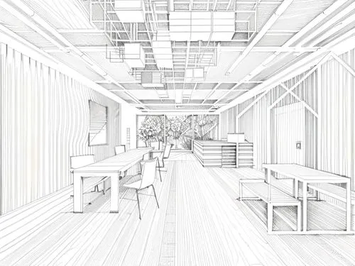 school design,office line art,archidaily,daylighting,hallway space,working space,3d rendering,wireframe,study room,wireframe graphics,whitespace,kirrarchitecture,offices,frame drawing,modern office,co