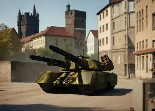 Superheavy tank (3 meters height) leading column of tanks, German town,,krakow,steyr,stridsvagn,pzkpfw,jagdpanzer,bamberg,abrams m1,tanklike,stug,brno,nuremberg,mbt,chervenkov,nuremburg,erfurt,pianka,