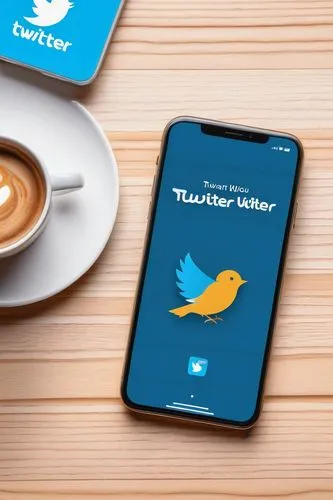 "Logging out of Twitter app, smartphone, iOS, white background, sleek design, modern font, blue bird logo, logout button, finger tapping, screen reflection, shallow depth of field, warm lighting, morn