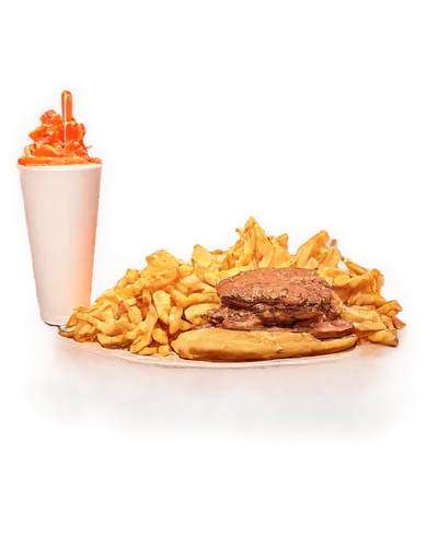 Wendy's fast food, hamburger, crispy bun, juicy beef patty, melted cheddar cheese, lettuce, tomato, onion rings, creamy sauce, golden fried fries, drink cup, straw, wooden table, warm lighting, shallo