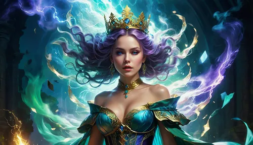 blue enchantress,sorceress,fantasy art,the enchantress,fantasy woman,fantasy portrait,fantasy picture,zodiac sign libra,medusa,merfolk,priestess,crown chakra,queen of the night,celtic queen,libra,collectible card game,ice queen,magic grimoire,heroic fantasy,violet head elf,Art,Classical Oil Painting,Classical Oil Painting 01