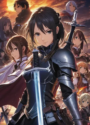 Sword Art Online La Película: Escala Ordinal,meteora,knights,knight festival,protectors,morgan +4,protecting,morgan,musketeers,would a background,cg artwork,king sword,background image,swordsmen,hero 