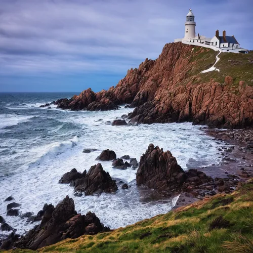 northern ireland,south stack,neist point,aberdeenshire,petit minou lighthouse,bretagne,electric lighthouse,lighthouse,light house,crisp point lighthouse,ireland,point lighthouse torch,botallack mine,newfoundland,north cape,southermost point,red lighthouse,rocky coast,light station,donegal,Illustration,Paper based,Paper Based 14