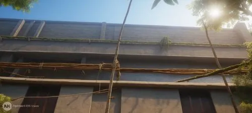 ivy growing up the side of a building,cryengine,tanoa,hanging plants,overgrowth,uncharted,tropico,sky ladder plant,steel scaffolding,crysis,bamboo plants,juice plant,climbing plant,hanging houses,over