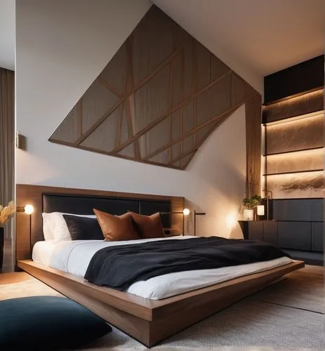 bed frame,modern decor,canopy bed,contemporary decor,room divider,loft,wooden beams,sleeping room,wooden wall,interior modern design,modern room,wooden pallets,interior design,search interior solutions,bedroom,interior decoration,great room,wall lamp,laminated wood,guest room,Photography,General,Realistic