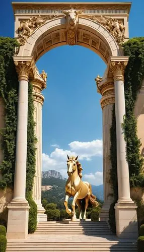 capitoline wolf,goldlion,crillon,lion fountain,villa d'este,amphipolis,rome 2,taormina,capitoline hill,vittoriano,caserta,capitoline,palladianism,neoclassicism,imperiale,neoclassical,gold stucco frame,golden wreath,grandeur,lion capital,Illustration,Vector,Vector 04