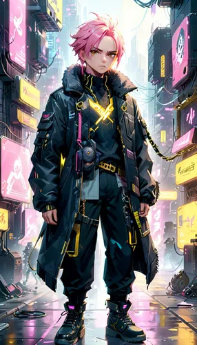 cyberpunk,cyber,lux,parka,operator,streampunk,scifi,rain suit,jacket,engineer,punk design,electro,cyber glasses,sci fiction illustration,pink hair,cyborg,bolt-004,punk,vector girl,fuel-bowser,Anime,Anime,Cartoon