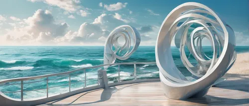 waves circles,ships wheel,wind machine,sea fantasy,ship's wheel,wind machines,hamster wheel,spiral background,torus,wind wave,time spiral,gyroscope,epicycles,stargate,spiralling,futuristic landscape,offshore wind park,vortex,rotating beacon,portals,Conceptual Art,Sci-Fi,Sci-Fi 24