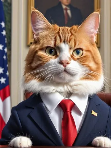 amurtiger,president,president of the united states,the president,donald trump,mayor,american bobtail,official portrait,president of the u s a,senator,patriot,2021,animal feline,2020,45,napoleon cat,trump,cat image,federal staff,american curl,Photography,General,Realistic