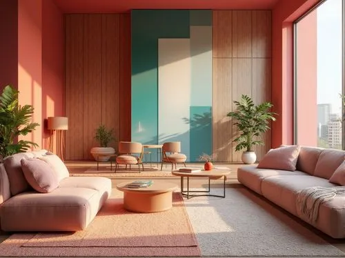 living room,livingroom,modern living room,apartment lounge,3d rendering,an apartment,sitting room,mid century modern,modern decor,penthouses,sky apartment,mahdavi,apartment,modern room,interior design,interior modern design,gold-pink earthy colors,mid century house,contemporary decor,renders,Photography,General,Realistic