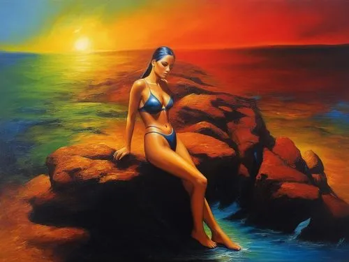 frazetta,nereid,amphitrite,fischl,girl on the dune,naiad,dubbeldam,bather,danxia,sirena,ariadne,el mar,oil painting,nereids,sea landscape,siren,chudinov,atlantica,oil painting on canvas,sirene,Illustration,Realistic Fantasy,Realistic Fantasy 32