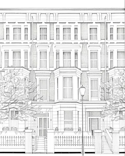 rowhouses,facade painting,garden elevation,frontages,spandrel,line drawing,penciling,facade panels,pediments,mansard,sketchup,townhouses,layouts,balconies,mono-line line art,brownstones,pencilling,row