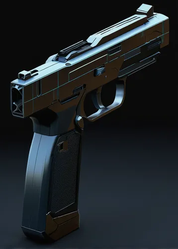 In a futuristic cyberpunk setting, describe the sleek design and advanced technology of a Barretta X-1000 pistol.,air pistol,tower pistol,3d model,45 acp,handgun,starting pistol,3d rendered,vintage pi