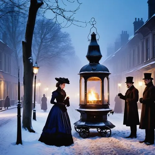 gas lamp,dickensian,carolers,gaslight,lamplight,lamplighters,Photography,General,Realistic