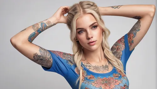 kaillie,tattoo girl,mollohan,with tattoo,tatoos,tats,tattoos,tattooed,blonska,tana,sleeves,blue floral,blonia,blonde woman,shevelove,cayetana,tattooist,sanko,tatuus,kreayshawn,Photography,Fashion Photography,Fashion Photography 19