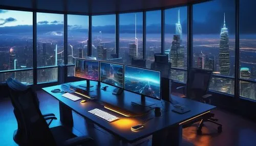 sky apartment,modern office,computer room,futuristic landscape,cybercity,cybertown,sky space concept,skyloft,the server room,boardroom,futuristic architecture,skyscrapers,cyberport,penthouses,study room,cyberview,cybercafes,cityscape,cyberpunk,skydeck,Conceptual Art,Sci-Fi,Sci-Fi 21