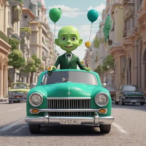 green balloons,cartoon car,green bubbles,patrol,pea,cgi,spanish lime,bobby car,lime,bobby-car,flixbus,dormobile,jiminy cricket,peperoncini,3d car model,granny smith,green aurora,car,car car,pepino,Unique,3D,3D Character