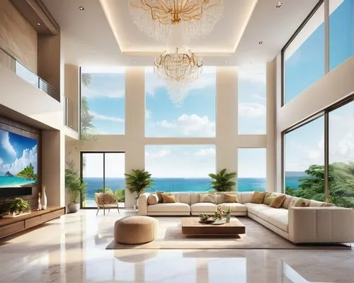 luxury home interior,oceanfront,modern living room,penthouses,ocean view,living room,oceanview,interior modern design,luxury property,luxury home,contemporary decor,modern decor,livingroom,beachfront,fisher island,great room,beautiful home,waterview,crib,interior design,Illustration,Realistic Fantasy,Realistic Fantasy 01