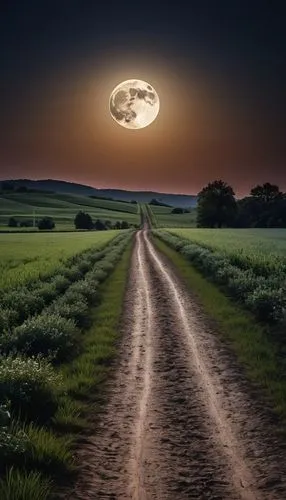 the mystical path,moonshadow,moonlit night,full moon,moonscape,the way,Photography,General,Realistic