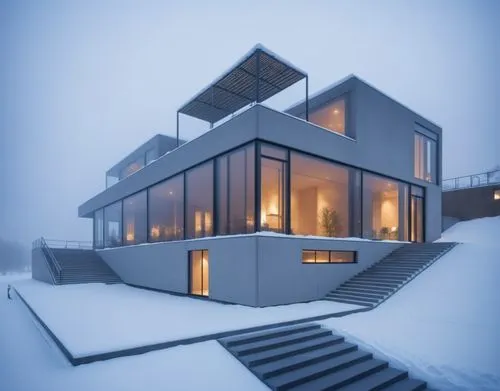 denmark landscape, snow, pike trees, nordic interior, people walking, feature wall, ,cubic house,winter house,cube house,snow house,snowhotel,snow roof,modern architecture,cube stilt houses,modern hou