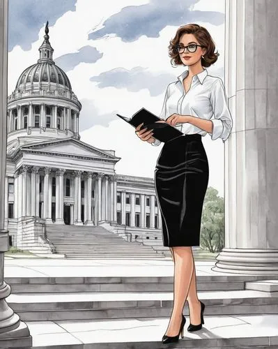 Ohio State Capitol building, architectural details, white marble columns, grand staircase, renewal certificate, professional attire, female architect, 30s, short brown hair, minimal makeup, black glas