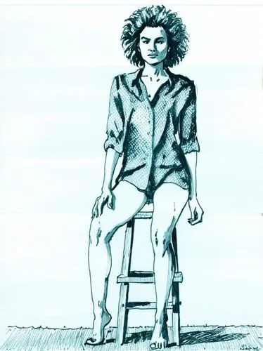 Rough hand-drawn sketch in black pen,woman sitting,comic halftone woman,rotoscoped,chairwoman,rotoscoping,girl sitting,woman in menswear,rotoscope,fashion sketch,male poses for drawing,in seated posit