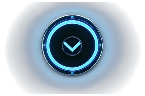 Power button, shut down, SFX symbol, metallic material, circular shape, blue LED light, slight glow, 3D detailed texture, futuristic design, low-angle shot, dramatic lighting, cinematic composition.,a