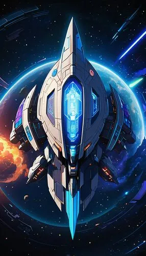 gradius,battlecruiser,rorqual,ramjet,macrossan,dreadwind,dreadnought,mizar,armada,dreadnaught,terran,airazor,interceptor,fast space cruiser,silius,skyterra,rocinante,aegis,orbiter,fdl,Illustration,Japanese style,Japanese Style 03