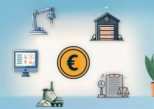 the background shows a picture of different appliances and equipment,eurocommerce,eurocurrency,fininvest,houses clipart,cofinancing,moneycentral,eur,electronic payments,postfinance,industriebank,inves