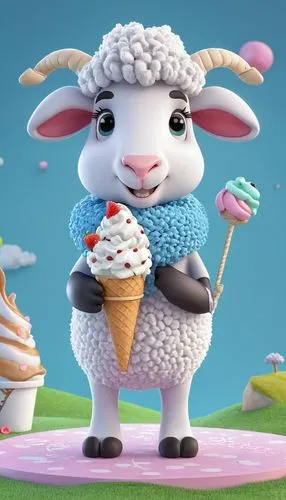 flurry,kawaii ice cream,sheep knitting,carvel,falda,soft ice cream,cute cartoon character,ice cream icons,icecream,lambswool,shoun the sheep,sweet ice cream,ice cream,easter lamb,lambie,wool sheep,milk ice cream,ice cream maker,rabbids,baa,Unique,3D,3D Character