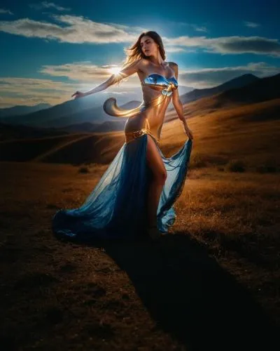 celtic woman,belly dance,blue enchantress,fantasy picture,twirling,gypsy soul,fantasy woman,photo manipulation,girl in a long dress,photoshop manipulation,conceptual photography,fusion photography,pas