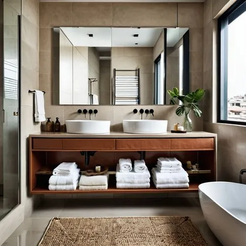 luxury bathroom,modern minimalist bathroom,bathroom,shower bar,shower base,bathtub,bathtub accessory,contemporary decor,interior modern design,bathroom cabinet,bath accessories,toiletries,tub,beauty room,washbasin,modern decor,bathroom accessory,bathroom sink,tile flooring,baths,Photography,General,Realistic