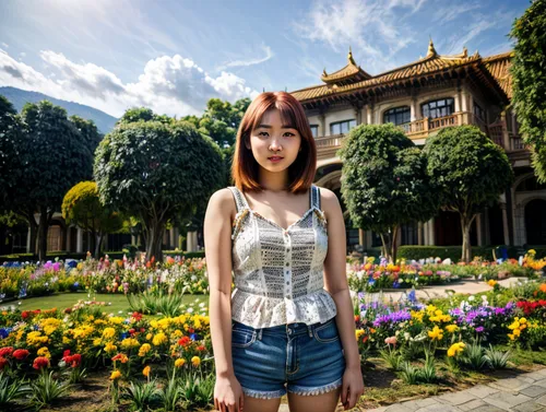 beautiful girl with flowers,girl in flowers,soochow university,summer palace,da lat,dalat,shanghai disney,flower background,flower garden,asian girl,asian woman,disneyland park,girl in t-shirt,forbidden palace,white temple,flower dome,vietnamese woman,asia girl,grand palace,oriental girl