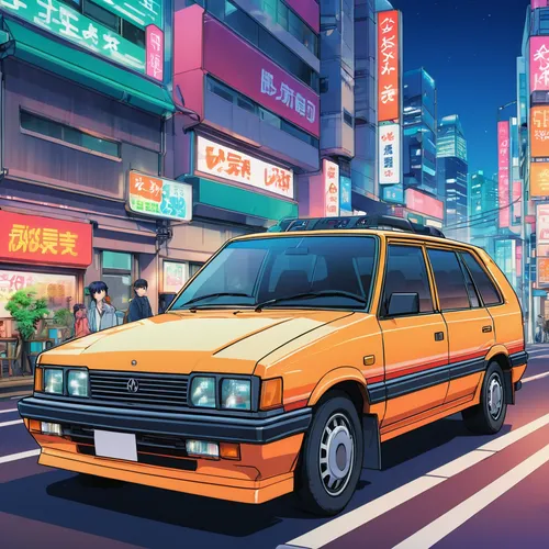 toyota ae85,honda concerto,tokyo city,tokyo,ford orion,toyota corolla e120,toyota corolla e140,toyota corolla,volkswagen citi golf,isuzu,toyota tercel,honda ballade,yellow car,mitsubishi galant vr-4,tokyo ¡¡,toyota bb,toyota corolla verso,japan,nissan skyline,honda city,Illustration,Japanese style,Japanese Style 03