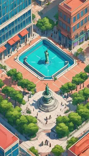 dolphin fountain,city fountain,city pigeon,swimming pool,seaside resort,harborplace,utsa,swim ring,birdview,capitol square,waikiki,roof top pool,ucsd,pools,dolphin background,usf,bird perspective,sjsu,outdoor pool,fountain,Illustration,Vector,Vector 19