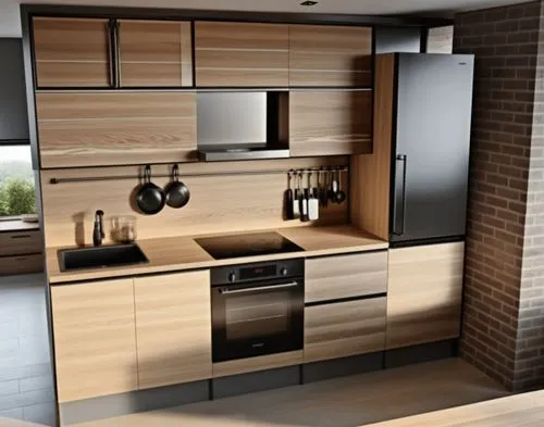 un moderno contrasto di colori tar ardesia e nero con finiturew ner a contrasto con il calore del legno regalano agli ambienti un tocco di calore sofisticato ,an interior kitchen with lots of space fo