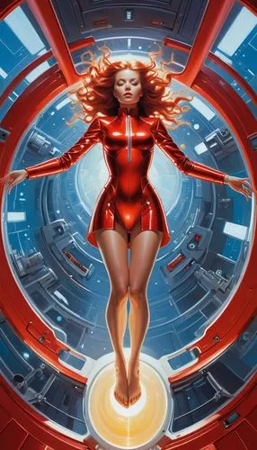 scarlet witch,afrofuturism,sci fiction illustration,uhura,root chakra,red super hero,Conceptual Art,Sci-Fi,Sci-Fi 21