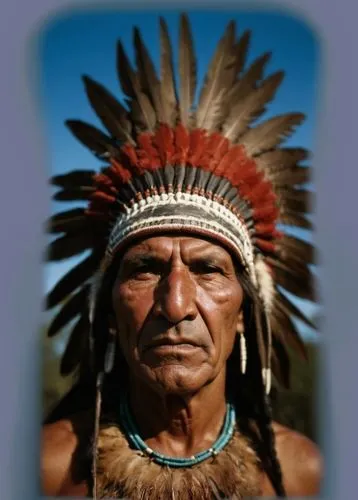 Stone age primitive red skin native american amazonian tribal headress feathers big nose male old man  ,war bonnet,the american indian,american indian,tribal chief,native american,red chief,amerindien