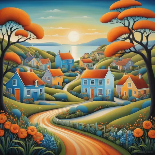 carol colman,home landscape,rural landscape,autumn landscape,cottages,motif,farm landscape,aurora village,carol m highsmith,vegetables landscape,tommie crocus,houses clipart,village scene,fall landscape,mountain village,mushroom landscape,holland,landscape,country cottage,art painting,Illustration,Abstract Fantasy,Abstract Fantasy 02