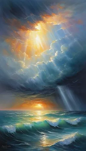 seascape,sea storm,sea landscape,senja,ocean background,sun and sea,world digital painting,sunburst background,ocean,aivazovsky,coastal landscape,sun,el mar,sun through the clouds,seascapes,oceano,coast sunset,temporal,stormy sea,horizon,Conceptual Art,Daily,Daily 32