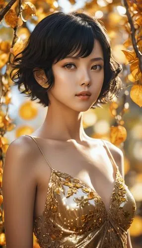 asian woman,xiaoxi,gold color,japanese woman,mandopop,oriental girl,Photography,General,Realistic