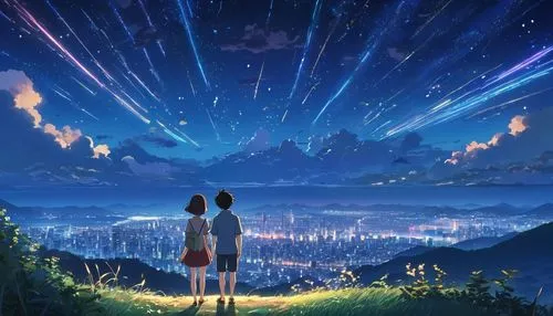 starry sky,falling stars,shooting stars,shooting star,perseids,cosmos wind,falling star,star sky,tobacco the last starry sky,dream world,the night sky,stargazing,cosmos,night sky,meteor shower,starlight,clear night,night stars,meteor,universe,Illustration,Japanese style,Japanese Style 03