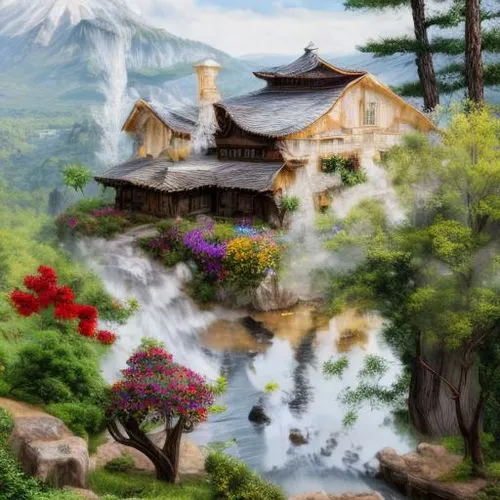 japan landscape,world digital painting,landscape background,oriental painting,japanese art,fantasy landscape,korean folk village,fantasy picture,teahouses,japanese background,japanese garden ornament,japanese floral background,mountain scene,beautiful japan,oriental,home landscape,japanese garden,japan garden,lijiang,japanese mountains,Realistic,Foods,None