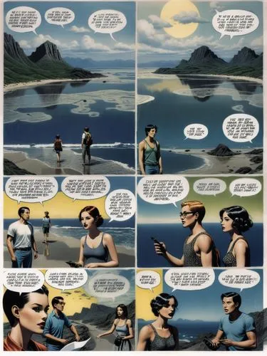 Become part of our adventurous comic page and experience the exciting story! With English text in boxes, speech and thought bubbles.,a comic page from a book depicting a woman with glasses,themyscira,