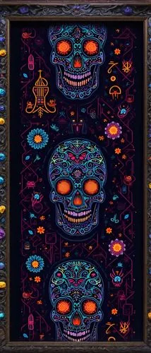 day of the dead frame,day of the dead icons,halloween frame,kaleidoscope art,huichol,halloween border