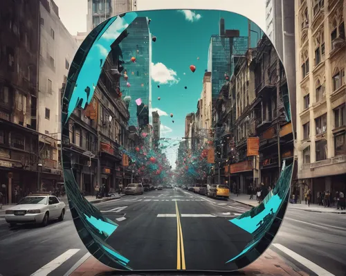 Imagine a futuristic exterior mirror in a bustling city, displaying augmented reality information.,glass sphere,lensball,crystal ball-photography,automotive mirror,glass ball,crystal ball,automotive s