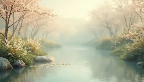 river landscape,clear stream,spring morning,waterscape,spring in japan,japan landscape,landscape background,springtime background,spring background,nature background,tranquility,water scape,flower water,waterway,nature wallpaper,calm water,pond,deviantart,fantasy landscape,monets,Photography,General,Realistic